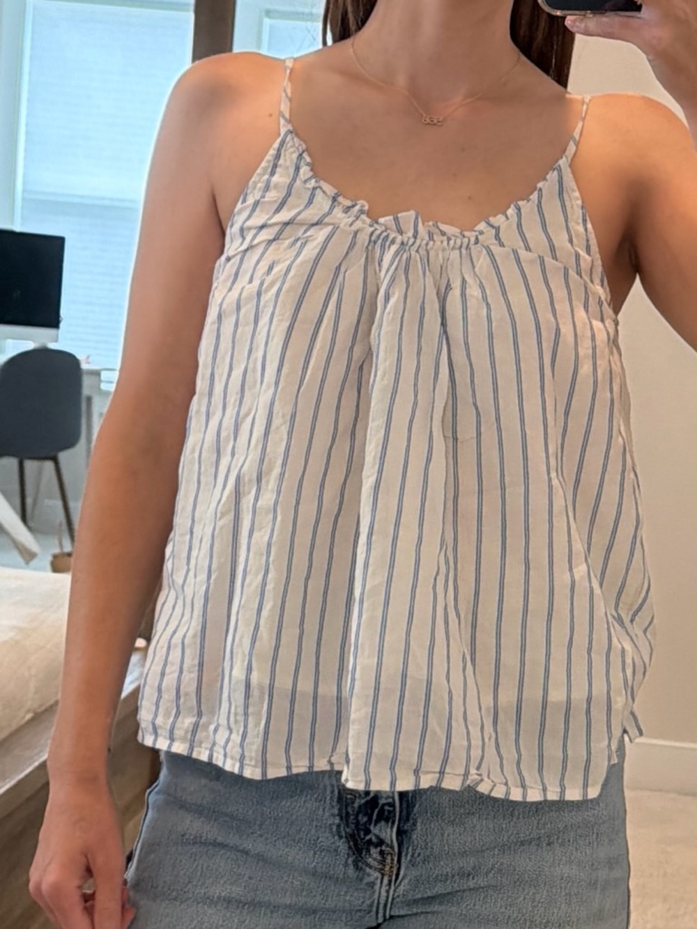 LOFT Blue Stripe Spaghetti Strap Top